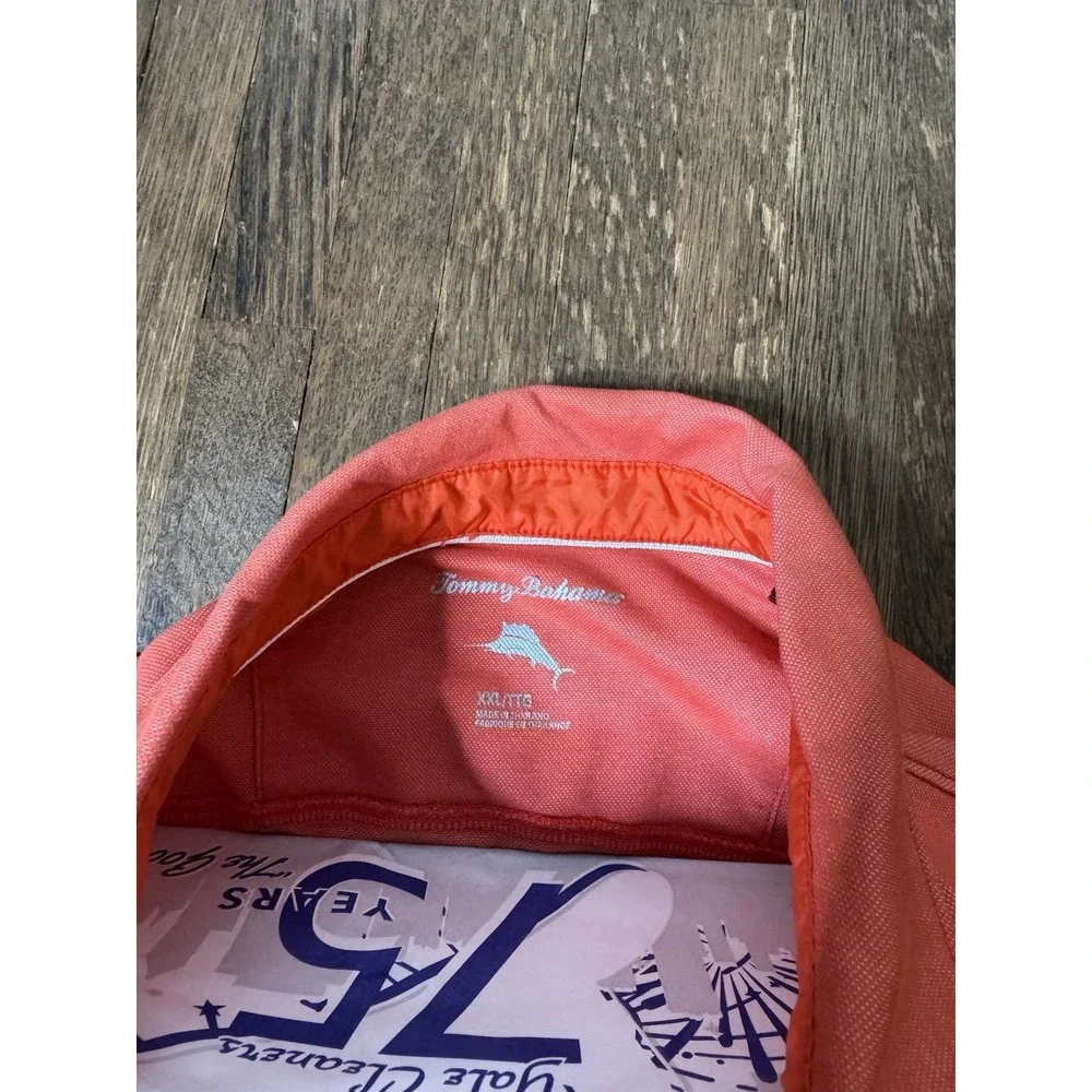 Tommy Bahama Mens XXL Polo Shirt Orange Coral Short Sleeve Marlin Logo Golf 2XL